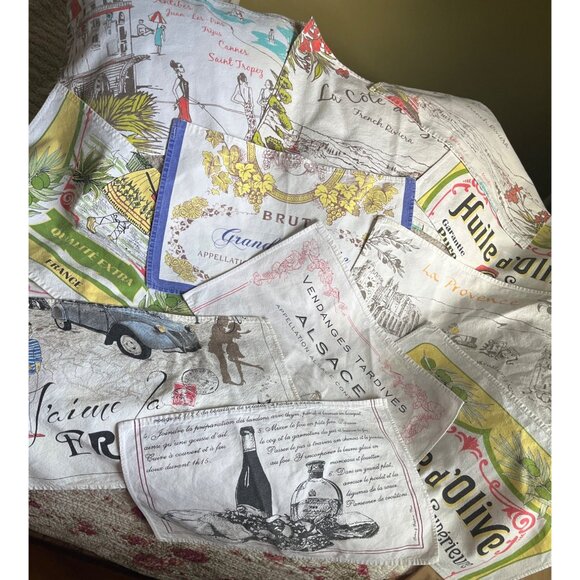 French Place Mats 12 Set Francophile Casual Home Whimsical Motifs Country Decor - Picture 3 of 14